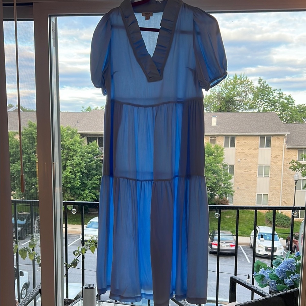 Light Blue Ruffled Collar Maxi Dress - Picture 5 of 5